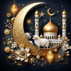 Wall Mural - golden mosque in the night