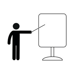 Wall Mural - a pictogram of a human figure, an interactive whiteboard, a business presentation. online conference, training, flat vector illustration