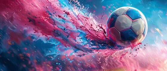 Wall Mural - Soccer Ball in a Splash of Color.