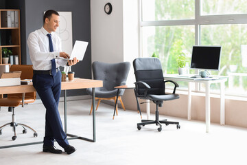 Poster - Male accountant working with laptop in office