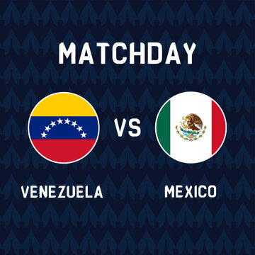  venezuela vs Mexico broadcast template for sports Copa America 2024.  American Tournament vector illustration graphics