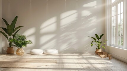 Wall Mural - Empty yoga classroom with a minimal soothing decor