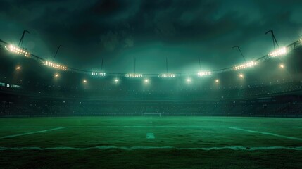 Wall Mural - Nighttime stadium with blurred lighting background for football and cricket