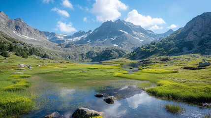 Wall Mural - View of Three Sisters Mountain Beautiful landscape of Italian dolomites - Santa maddalena