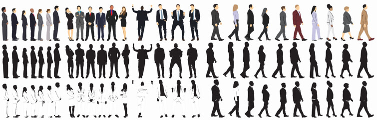 Wall Mural - business set businesspeople set silhouette