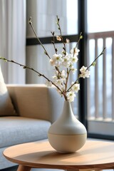 Wall Mural - White Vase with Flowers