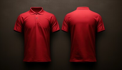 Wall Mural - Red Polo Shirt Mockup on a Dark Background