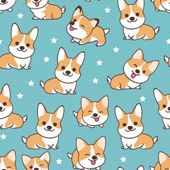 Corgi Dog Star Pattern Background Wallpaper