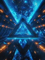 Wall Mural - Futuristic Blue Triangle