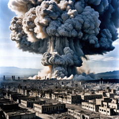 Wall Mural - A photograph of a nuclear explosion against