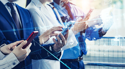 Poster - Smartphone users and digital networks concept.