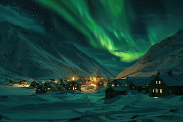 Wall Mural - Aurora borealis lights up night sky