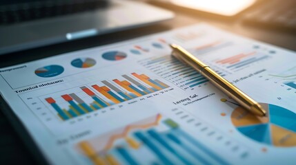 Poster - Financial Analysis: A Business Report with Charts and a Pen