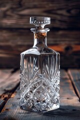 Poster - Glass Bottle on Wooden Table