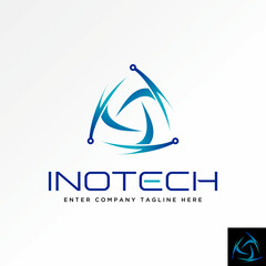 Poster - Logo design graphic concept creative premium vector stock unique triangle turn swoosh dot tech like initial T font. Related monogram typography brand