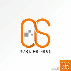 Poster - Logo design graphic concept creative premium vector stock initial OS cut line art font connect with square tech. Related monogram typography branding