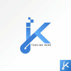 Poster - Logo design graphic concept creative premium vector stock initial K or IK or JK font connect with square tech. Related to monogram typography branding