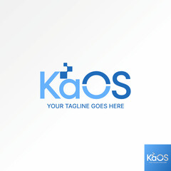 Poster - Logo design graphic concept creative premium vector stock initial K or Kaos cut font connect with square tech. Related to monogram typography branding