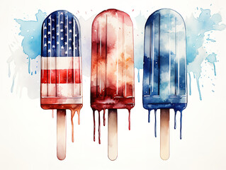 Wall Mural - Excellent Hand drawn watercolor watercolor popsicles clipart