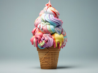 Wall Mural - Generous Ice cream dessert with colorful candies