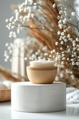 Wall Mural - Wooden Bowl on White Table