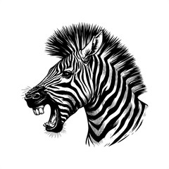 Zebra in black and white animal drawing,