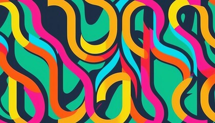 Poster - Vibrant Abstract Vector Art with Psychedelic Patterns	