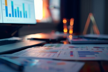 Poster - Close-Up of Financial Documents on a Desk