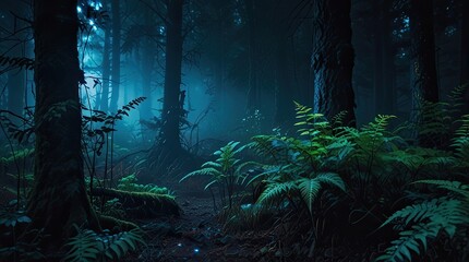 Wall Mural - dark forest in the night