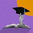 © Leo Lintang - A human hand coming out from an opened book holding a graduation hat