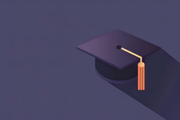 Graduation Cap with Tassel on Dark Background