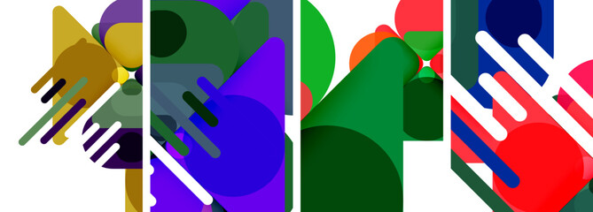 Poster - Colorful bright geometric abstract compositions for wallpaper, business card, cover, poster, banner, brochure, header, website