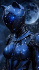 Sticker - Futuristic Armored Warrior in Starry Night