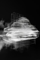 Poster - A geometric cloud built from triangular wireframe elements, emphasizing its structured and modular nature
