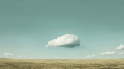 Wall Mural - Daylight sky with a solitary white cloud moving gently