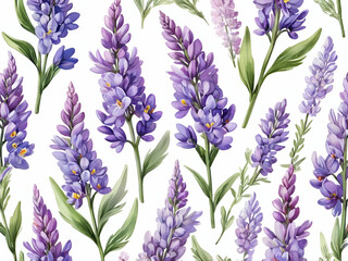 Wall Mural - abstract pixel Purple lupines and lilac Alstroemeria on a white background