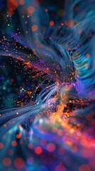 Poster - Intricate network of fiber-optic cables, glowing with vibrant colors, carrying the lifeblood of the cloud