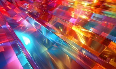 Wall Mural - abstract interplay of prismatic light and shadows, ideal for modern and tech designs