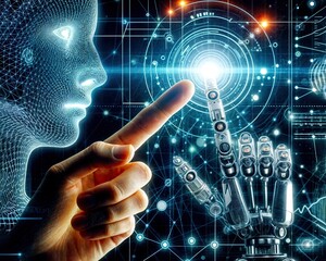 Poster - Hand Reaching for Digital Network Interface
