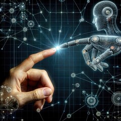 Poster - Hand Reaching for Digital Network Interface