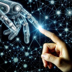 Poster - Hand Reaching for Digital Network Interface
