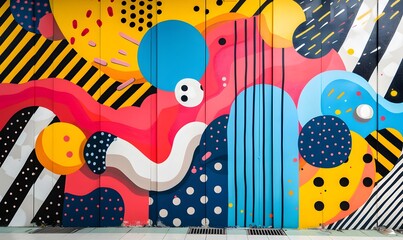 Wall Mural - bright and bold pop art designs with abstract elements, perfect for a playful and nostalgic feel