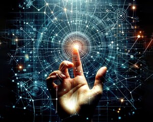 Poster - Hand Reaching for Digital Network Interface