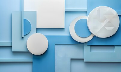 Canvas Print - Clean and elegant geometric shapes in various shades of blue, ideal for modern designs