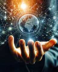 Poster - Hand Reaching for Digital Network Interface