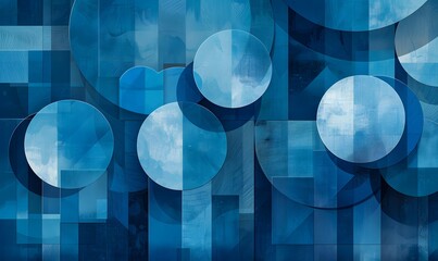 Wall Mural - clean and elegant geometric shapes in various shades of blue, ideal for modern designs