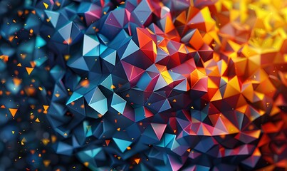 Wall Mural - dynamic and colorful polygonal patterns, great for contemporary and tech-themed visuals