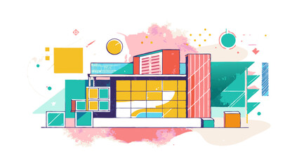 Wall Mural - Vivid and Colorful Abstract Cityscape Illustration