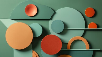 Wall Mural - Rounded shapes on a green backdrop