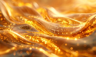 Wall Mural - Fluid and glowing gold waves, perfect for a dynamic and eye-catching background